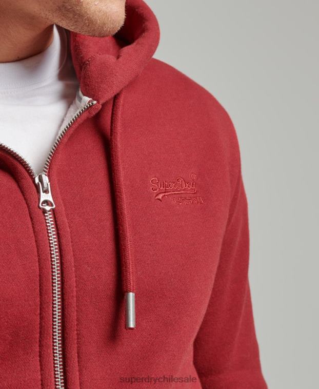 hombres Superdry rojo sudadera con cremallera y logo bordado 2R68Z698