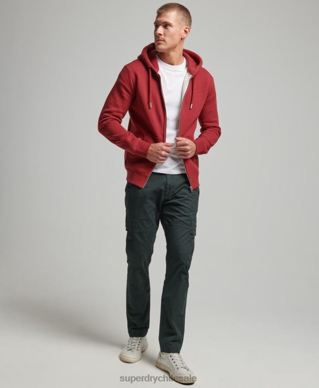 hombres Superdry rojo sudadera con cremallera y logo bordado 2R68Z698