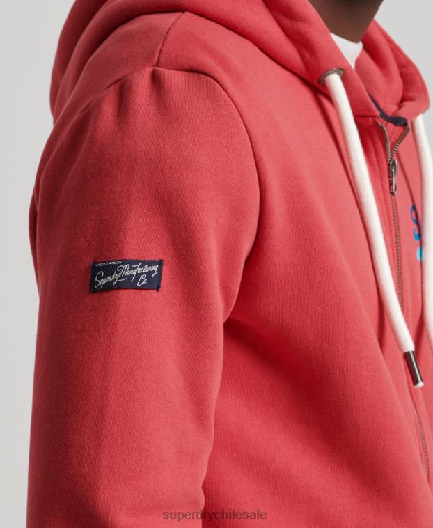 hombres Superdry rojo sudadera con cremallera y logo vintage 2R68Z6476