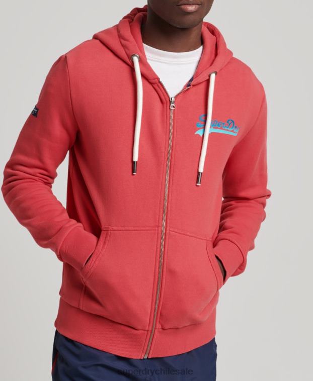 hombres Superdry rojo sudadera con cremallera y logo vintage 2R68Z6476
