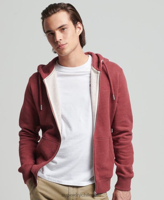 hombres Superdry rojo sudadera con cremallera y logo vintage de algodón orgánico 2R68Z712