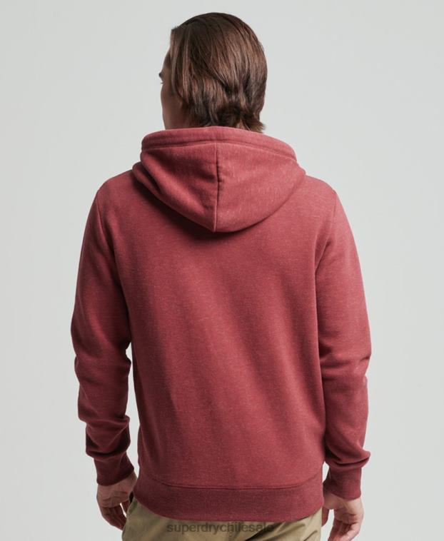 hombres Superdry rojo sudadera con cremallera y logo vintage de algodón orgánico 2R68Z712