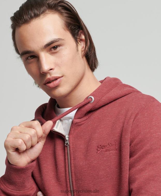 hombres Superdry rojo sudadera con cremallera y logo vintage de algodón orgánico 2R68Z712