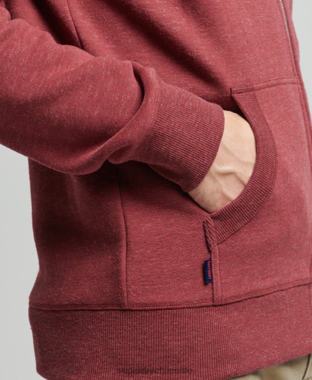 hombres Superdry rojo sudadera con cremallera y logo vintage de algodón orgánico 2R68Z712