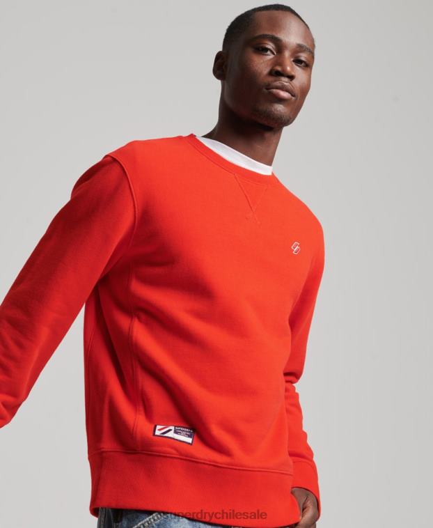 hombres Superdry rojo sudadera con cuello redondo Code Essential de algodón orgánico 2R68Z5049