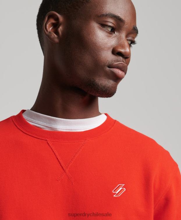 hombres Superdry rojo sudadera con cuello redondo Code Essential de algodón orgánico 2R68Z5049