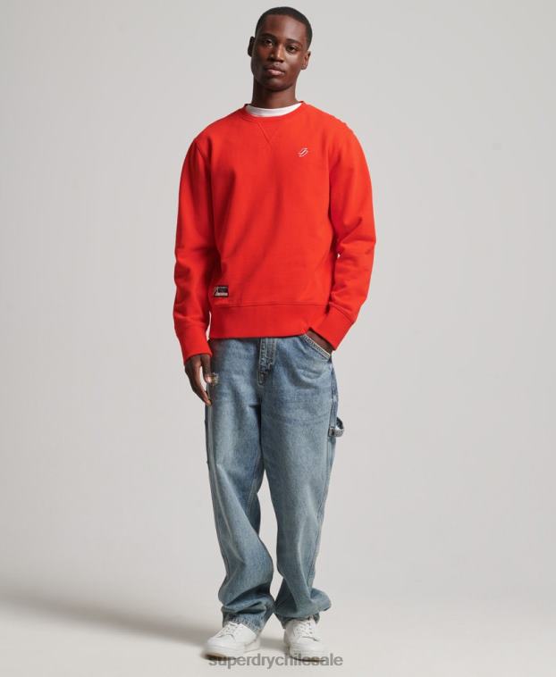 hombres Superdry rojo sudadera con cuello redondo Code Essential de algodón orgánico 2R68Z5049