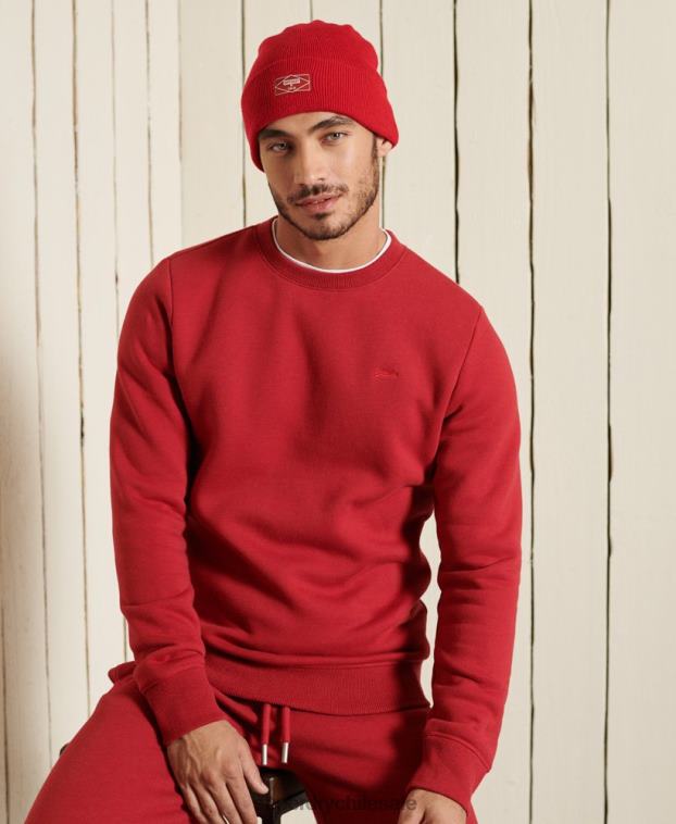 hombres Superdry rojo sudadera con cuello redondo y logo bordado 2R68Z5210