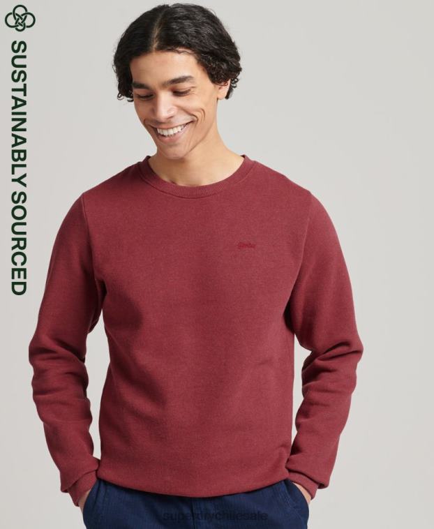 hombres Superdry rojo sudadera con cuello redondo y logo bordado 2R68Z774