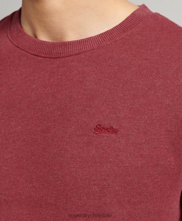 hombres Superdry rojo sudadera con cuello redondo y logo bordado 2R68Z774