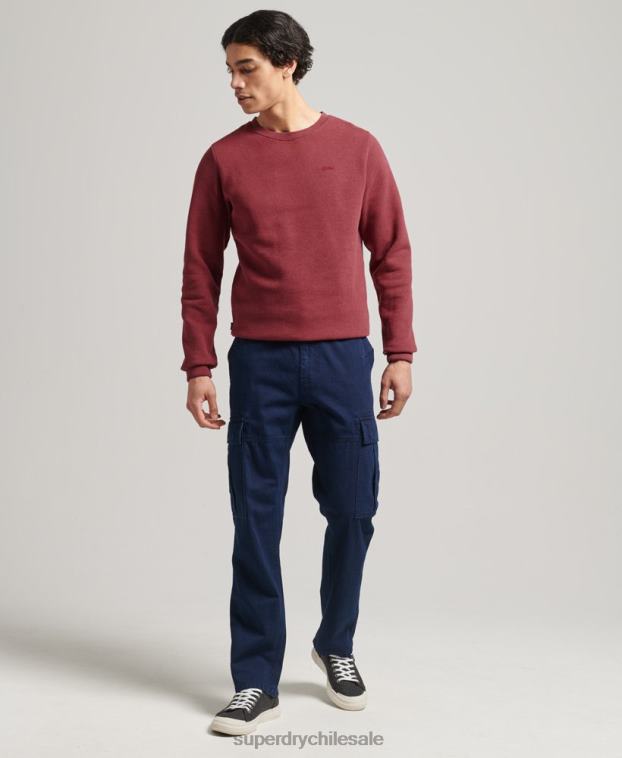 hombres Superdry rojo sudadera con cuello redondo y logo bordado 2R68Z774