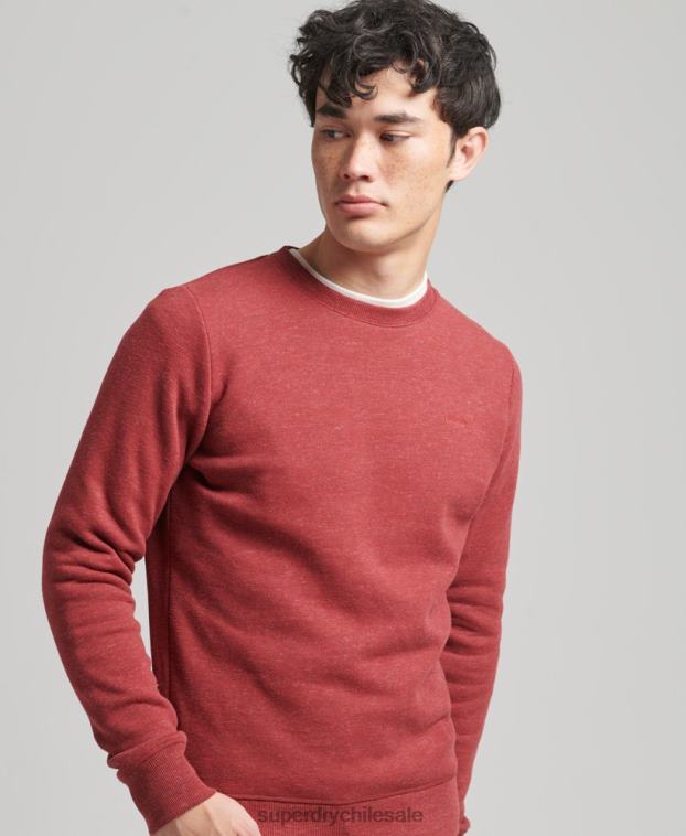 hombres Superdry rojo sudadera con cuello redondo y logo esencial de algodón orgánico 2R68Z5037