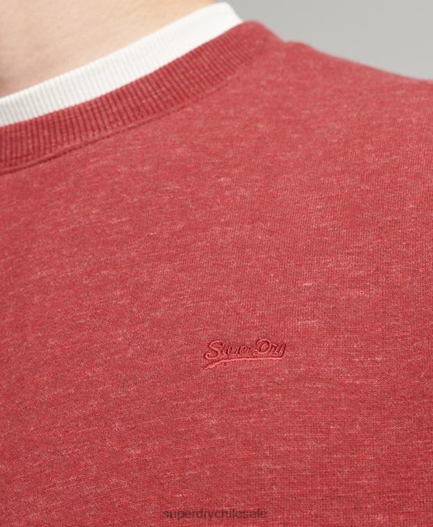 hombres Superdry rojo sudadera con cuello redondo y logo esencial de algodón orgánico 2R68Z5037