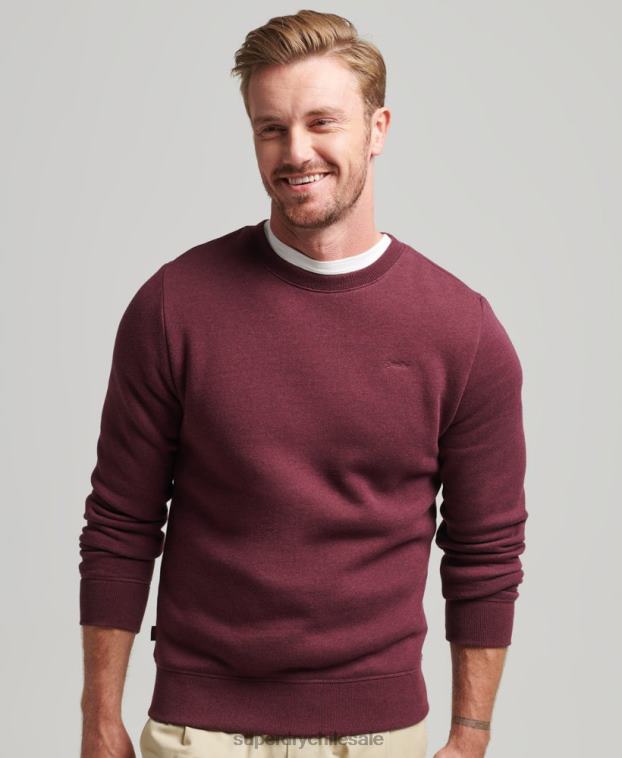 hombres Superdry rojo sudadera con cuello redondo y logo esencial de algodón orgánico 2R68Z673