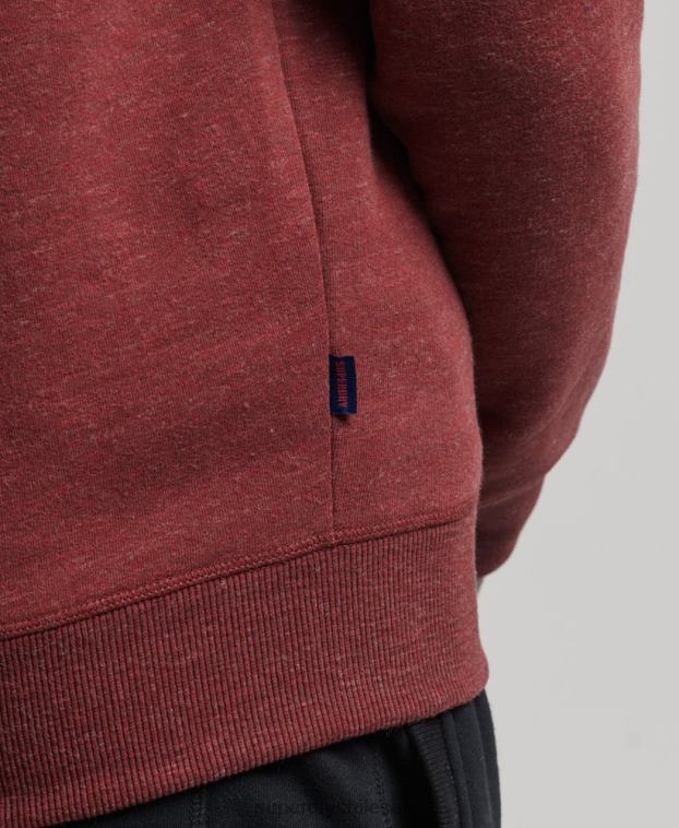hombres Superdry rojo sudadera con cuello tunecino y cremallera con logo vintage de algodón orgánico 2R68Z5034