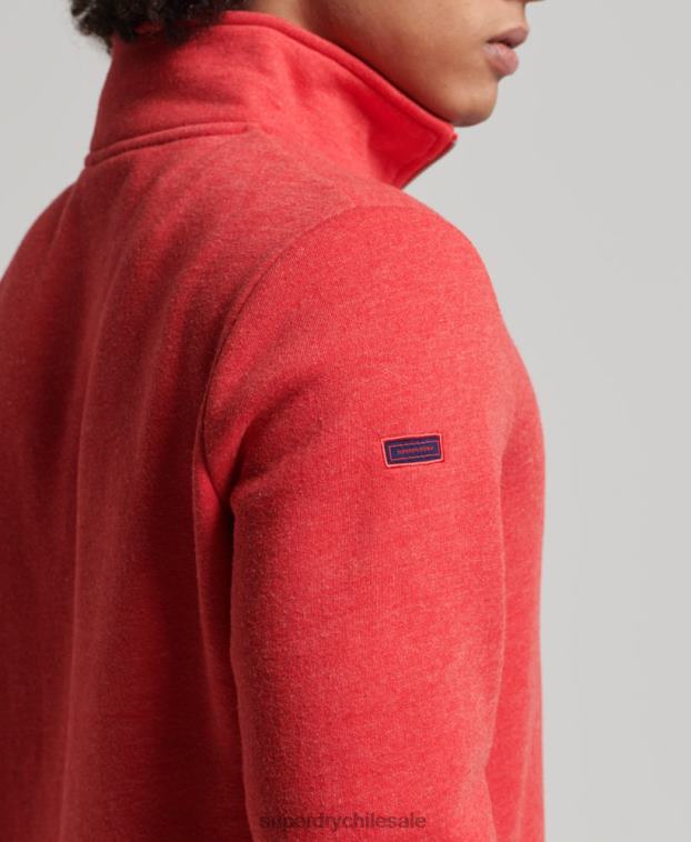 hombres Superdry rojo sudadera con cuello tunecino y cremallera con logo vintage de algodón orgánico 2R68Z5071