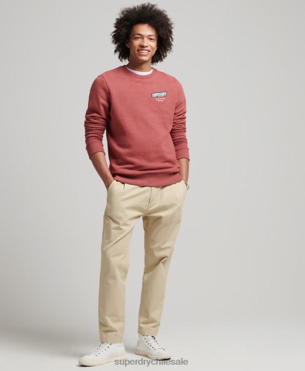 hombres Superdry rojo sudadera con gráfico de postal de viaje 2R68Z758