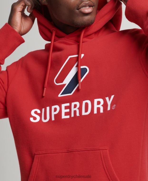 hombres Superdry rojo sudadera con logo y apliques apilados 2R68Z5194