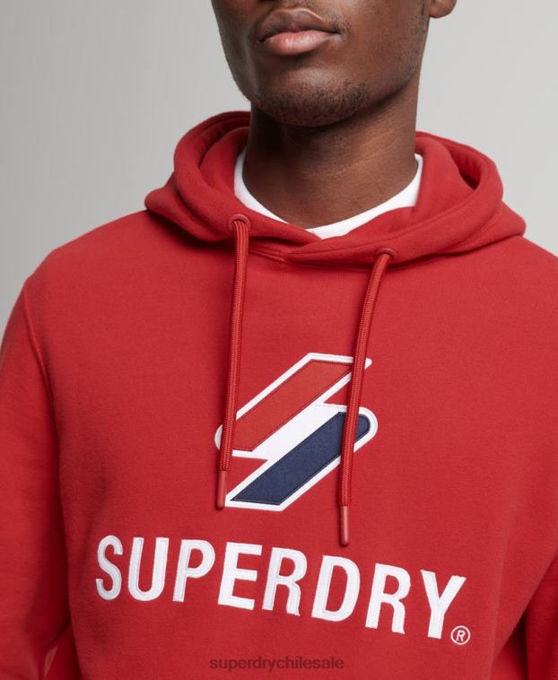 hombres Superdry rojo sudadera con logo y apliques apilados 2R68Z5194