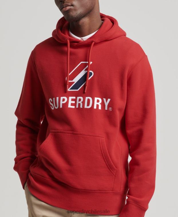 hombres Superdry rojo sudadera con logo y apliques apilados 2R68Z5194