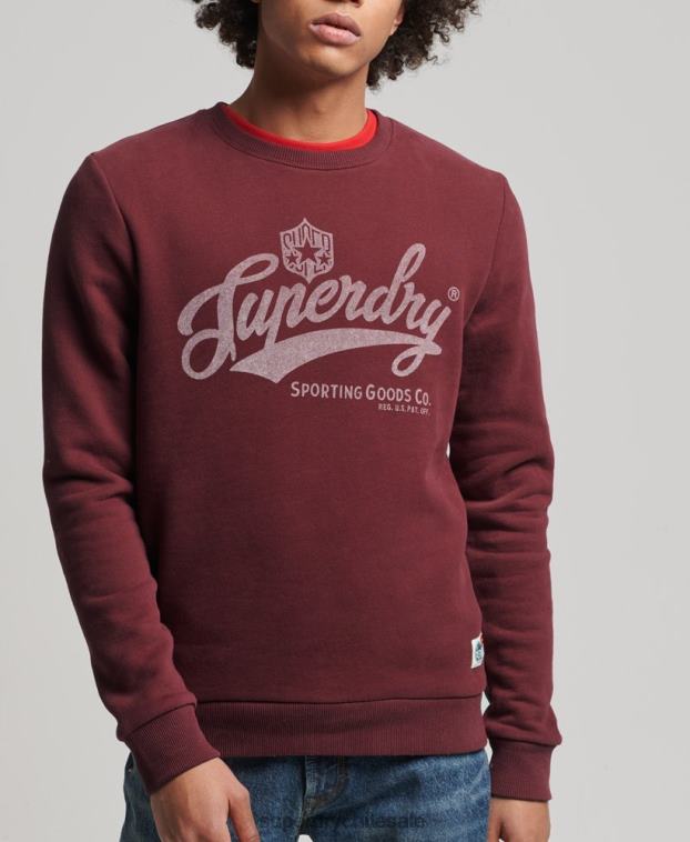 hombres Superdry rojo sudadera de equipo colegiado con estilo de escritura vintage 2R68Z828