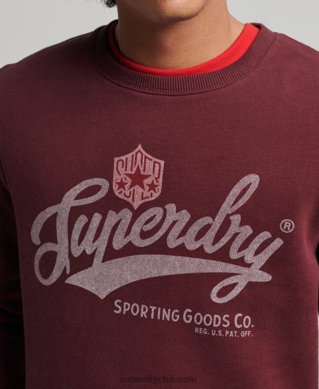 hombres Superdry rojo sudadera de equipo colegiado con estilo de escritura vintage 2R68Z828