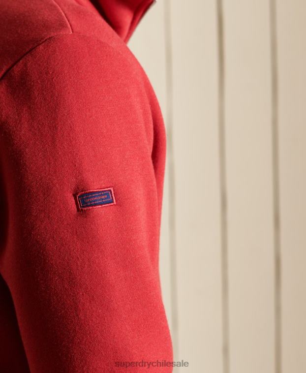 hombres Superdry rojo sudadera henley con cremallera y logo bordado 2R68Z5231