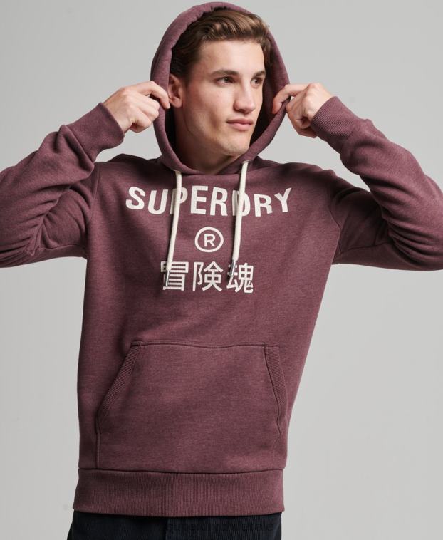 hombres Superdry rojo sudadera jaspeada con logo corporativo 2R68Z5072