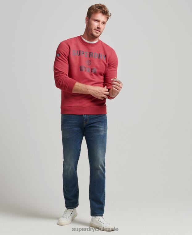 hombres Superdry rojo sudadera jaspeada con logo corporativo 2R68Z5188