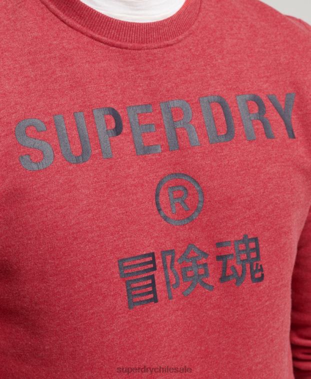 hombres Superdry rojo sudadera jaspeada con logo corporativo 2R68Z5188