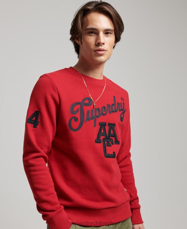 hombres Superdry rojo sudadera vintage con cuello redondo 2R68Z549