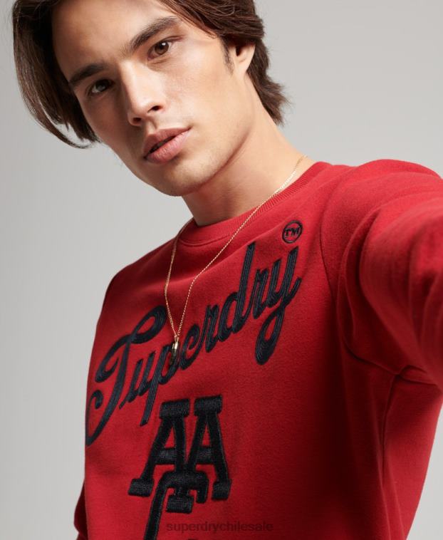 hombres Superdry rojo sudadera vintage con cuello redondo 2R68Z549