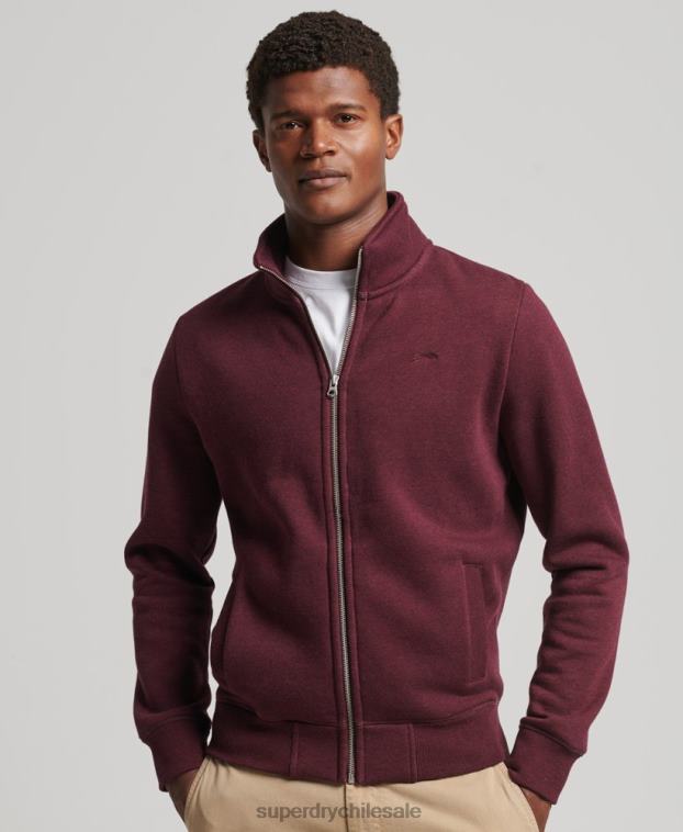 hombres Superdry rojo top deportivo de algodón orgánico con cremallera y logo vintage 2R68Z4989