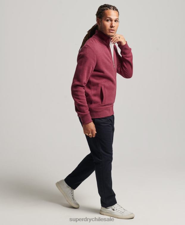 hombres Superdry rojo top deportivo de algodón orgánico con cremallera y logo vintage 2R68Z5112