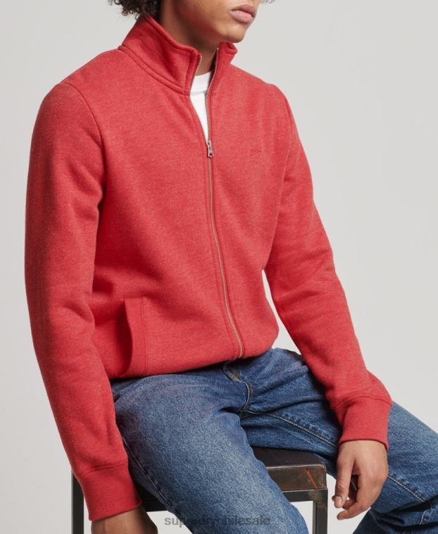 hombres Superdry rojo top deportivo de algodón orgánico con logo vintage bordado 2R68Z810