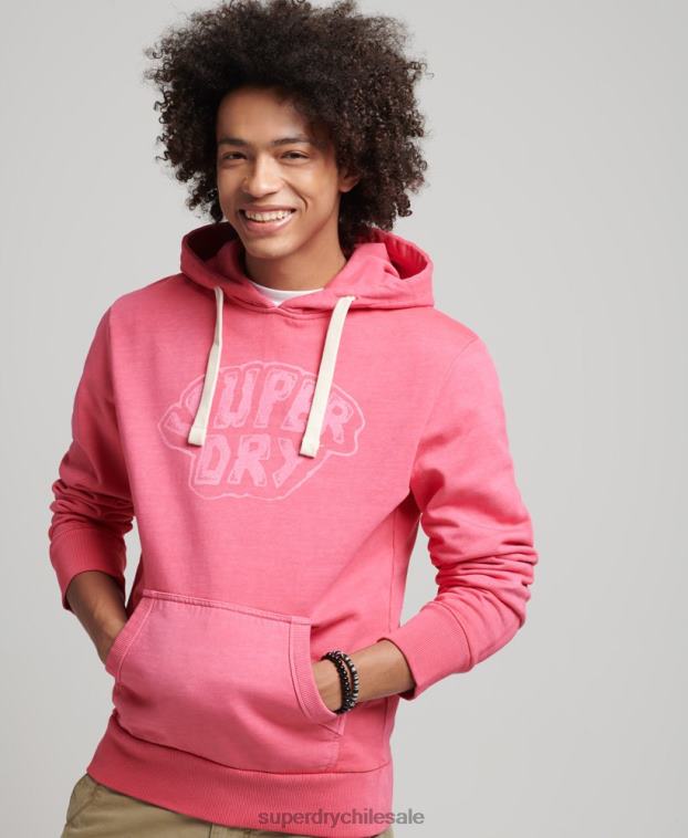 hombres Superdry rosa en el bosque sudadera con capucha gráfica 2R68Z708