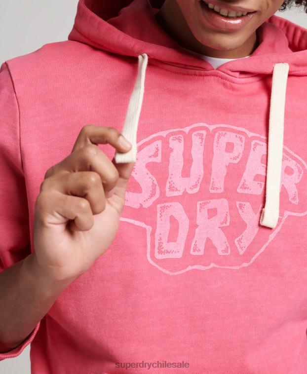 hombres Superdry rosa en el bosque sudadera con capucha gráfica 2R68Z708