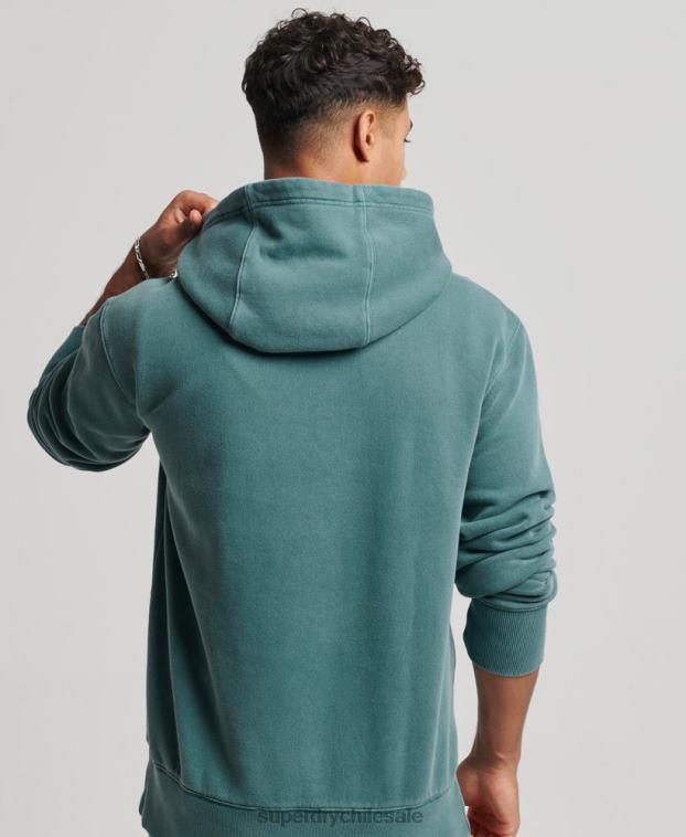 hombres Superdry turquesa sudadera con capucha vintage lavada 2R68Z764