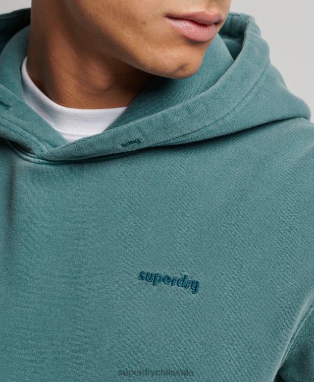 hombres Superdry turquesa sudadera con capucha vintage lavada 2R68Z764
