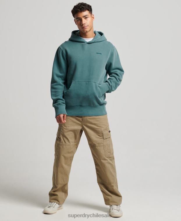 hombres Superdry turquesa sudadera con capucha vintage lavada 2R68Z764