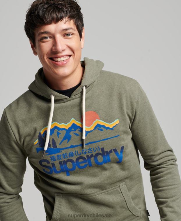 hombres Superdry verde gran sudadera con capucha al aire libre 2R68Z467