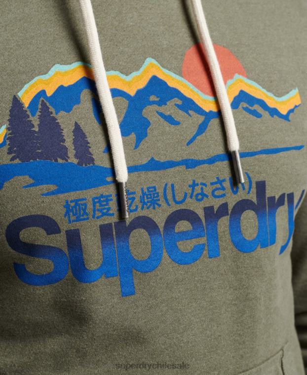 hombres Superdry verde gran sudadera con capucha al aire libre 2R68Z467