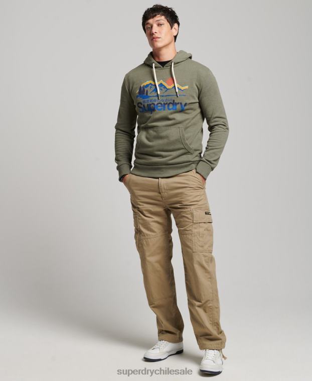 hombres Superdry verde gran sudadera con capucha al aire libre 2R68Z467