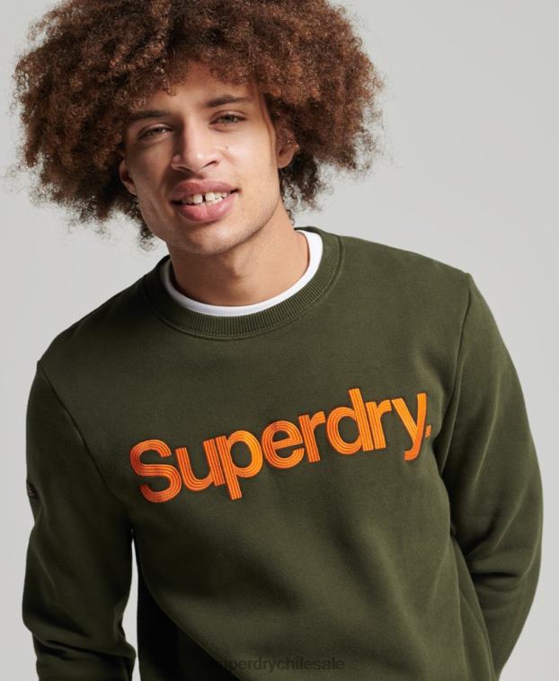 hombres Superdry verde sudadera clásica vintage con cuello redondo 2R68Z5149