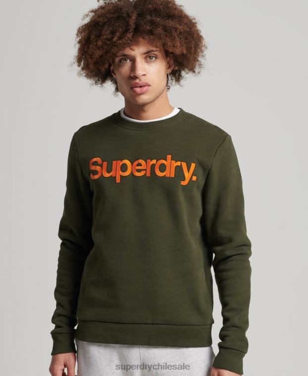 hombres Superdry verde sudadera clásica vintage con cuello redondo 2R68Z5149