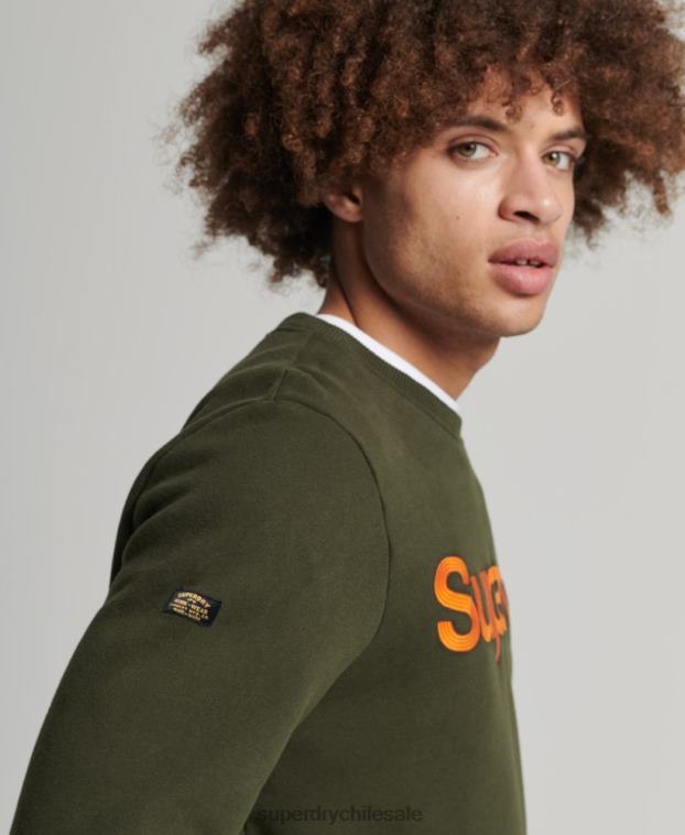 hombres Superdry verde sudadera clásica vintage con cuello redondo 2R68Z5149