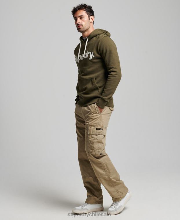 hombres Superdry verde sudadera con capucha clásica con logo vintage 2R68Z659