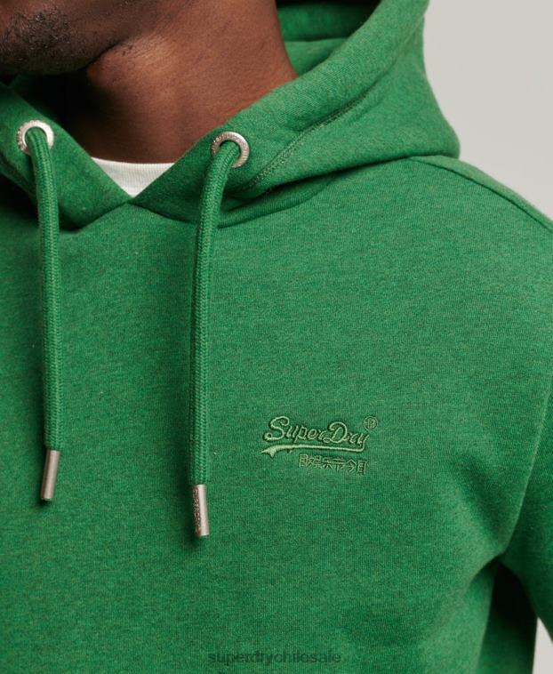 hombres Superdry verde sudadera con capucha de algodón orgánico con logo vintage bordado 2R68Z5192