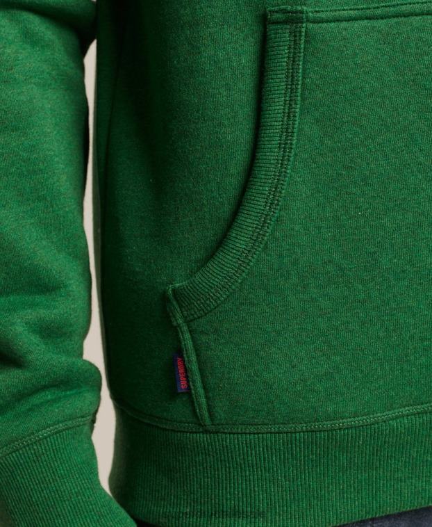 hombres Superdry verde sudadera con capucha de algodón orgánico con logo vintage bordado 2R68Z5192