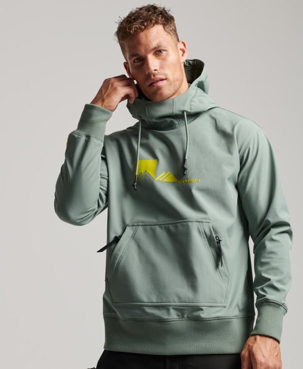hombres Superdry verde sudadera con capucha de tecnología de nieve 2R68Z575